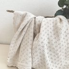 作品【New】透かし編み knit blanket おくるみ 出産祝い