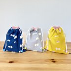 作品巾着袋S☆北欧リボン 3色よりお選びください𓈒𓏸 𓐍  𓂃 𓈒𓏸 𓂃◌𓈒𓐍 𓈒