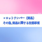 作品ロットNo.および、作品の注意事項（一部）