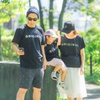 作品【ORIGINAL&REMIX文字のみ】ママとパパとキッズの親子リンクコーデTシャツ