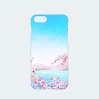 作品【春限定】満開の桜と、スワンボートが浮かぶ湖を描いた、スマホケース