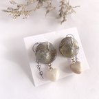 作品glay beige water color x ivory heart pierce