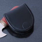 作品NO1一番お薦めBIGサイズ本革極厚 半円型（馬蹄型）小銭入れコインケース手縫い　紳士ブラック