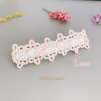 作品* Clover * 手編みタティングレースのバレッタ Pink×White Lサイズ