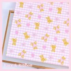 作品【Gingham check Bear -pink-】デザインペーパー