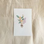作品金木犀の紙刺繍カード
