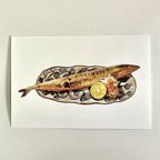 作品秋刀魚の塩焼き ポストカード