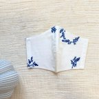 作品涼しげな刺繍入りマスク① 大人Mサイズ