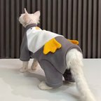 作品猫服 ペット服 ネコ ペンギン柄猫パジャマ ウールかけ 冬 防寒 猫パジャマ スフィンクス猫 すごく暖かい かわいい