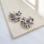 作品【シルバー】blossom pierce  花ピアス シンプル 大人  プレゼント ギフト シルバー（#353)