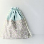 作品 【ご予約品】 淡いパープル・ピンクの巾着袋　YUWA 着替え袋