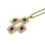 作品Sarah Coventry necklace 1960s vintage gold lapis lazuli geometric cross