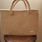 作品【bumm様専用】シンプル　キラキララメ入り麻紐バック