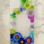 作品iPhoneケース､iPhoneカバー､押し花ケース､スマホケース､押しフルーツ､押し花､押し花カバー､スマホカバー､押しフルーツケース､押しフルーツカバー､Android 花 花柄リング付き、お花