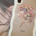 作品【NEW】スマホにbouquet*･゜ﾟ･*:.｡.. ほんわりまぁるい♡かすみ草のブーケ　韓国　インナーシート（ランダム）