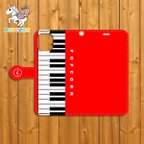 作品【送料無料】　ピアノ（赤）手帳型　携帯（スマホ）ケース（iPhone12シリーズ/11シリーズ、Xシリーズ、8、SE2、7、6、5、SE）