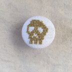 作品★ドクロ★刺繍★ピンバッチ★ゴールド★