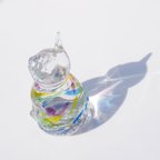 作品🌈新作【虹】ねこ・癒されるガラスの置物・お座り猫さん・ネコの置物