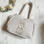 作品インド刺繍リボン刺繍のヌビバッグ　ベージュ