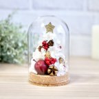 作品りんごのホワイトクリスマスツリー　ミニガラスアレンジメント