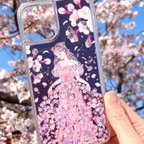 作品《受注生産》グリッターiPhoneケース『桜ドレス』