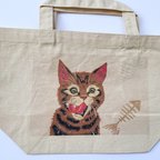 作品【主張する猫　ごちそうさまネコ】トートバッグ Sサイズ