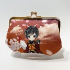 作品「桜」白・黒稲荷てるにゃんのサブ財布＝がま口＝