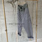 作品ストライプlinen ＊サルエルパンツ