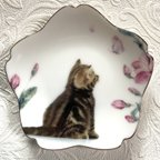 作品猫と桜の小皿・その4