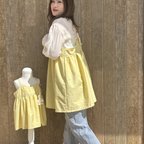 作品親子でお揃い チュニックワンピース チェック＆ストライプ 海のブロード きいろ 優しいきいろ 子供服