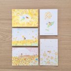 作品【No.046】ポストカード5枚セット（全５柄セット〜菜の花とアオムシくんと蝶々さんと〜）