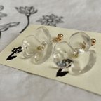 作品ゆらゆら花びら   コットンパールピアス