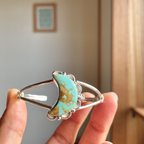 作品 《silver925》 turquoise bangle ❁ moon × flower✴︎