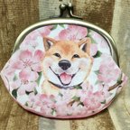 作品がま口財布M 柴犬と桜