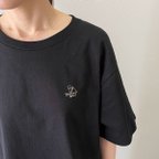 作品かえるTシャツ　ワンポイント　ブラック　黒T　送料無料　レディース