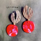 作品【52+plus】528 ●marble RED✖️design gold● ピアスのみ