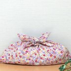 作品あずま袋  可愛いポップ小花　バッグの中見え防止にも　プレゼントにも　