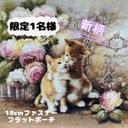 作品🐈‍⬛🐾໊  【マキシム&シャーリー】18cmファスナーポーチ アッシュデザイン　イジェヒョン ハンドメイド  猫