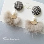 作品ミルクティーfur♡tweed cabochon/BROWN