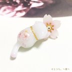 作品【再販】さくらにゃんこのブローチー桜猫ー