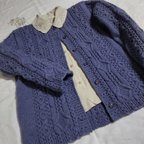 作品【ymni-amhni-4様専用】ウール100%　手編み　アラン模様の カーディガン