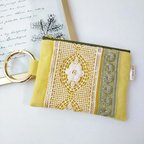 作品【送料込み】インド刺繍リボンポーチ　12cmファスナー　カラビナ付き