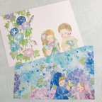 作品【再販】夏の花の水彩画ポストカード　二枚セット