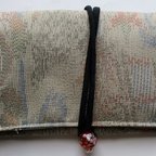 作品６７６９　色大島紬の着物で作った和風財布・ポーチ＃送料無料