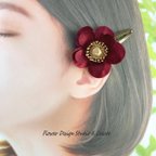 作品椿のお花のパッチンクリップ　椿　つばき　ツバキ　ヘアクリップ　髪飾り　パッチンクリップ　浴衣髪飾り