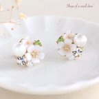 作品桜*コットンパールビジューピアス/イヤリング　春　花　卒業式　入学式　お出かけ