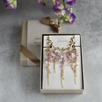 作品初夏を彩る藤の花ピアス/イヤリング　ネックレスセット