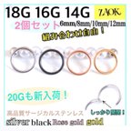 作品【多数再入荷！】組み合わせ自由！ 2個セット　ボディピアス 20G 18G 16G 14G 軟骨ピアス 着脱簡単リング セグメントクリッカー 4色 ワンタッチ シンプル　フープ　両耳