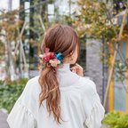 作品レインボー<秋>｜彩る咲き編みシュシュ