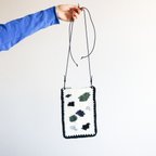 作品ニットポシェット Pochette 22　random pattern×green mix×black